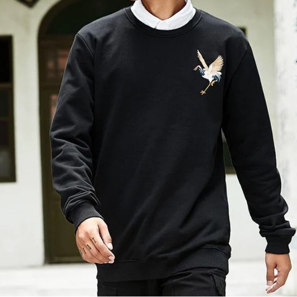 KoiSea Crane Embroidery Sweatshirt M NWT unisex - Picture 1 of 4